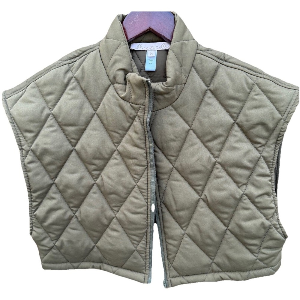 Anthropologie Hutch The Linden Puffer Quilted Boxy Cropped Zip Vest Size Small